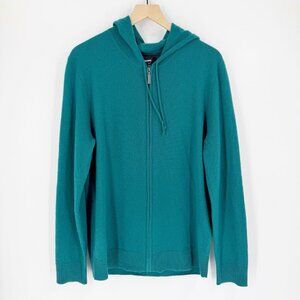 The Commons Stitch Fix Men's Cashmere Zip Hoodie Sweater Teal Lightweight